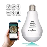 Active Pixel Wifi Wireless Bulb with Fisheye Lens 360° Panoramic Home Security System (white)